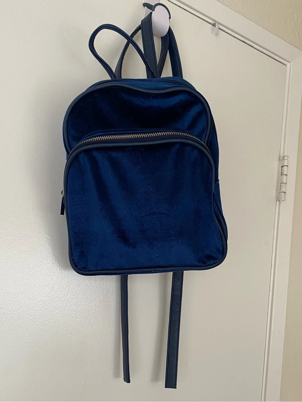 Navy Blue Velvet  Backpack